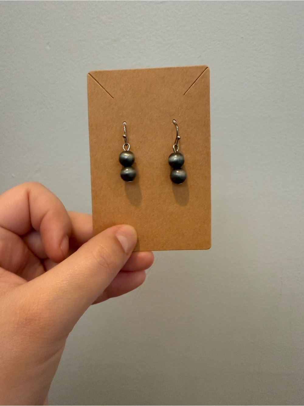 Western Silver Tone Bead Drop Earrings Oxidized Ball Dangle Cowgirl Boho